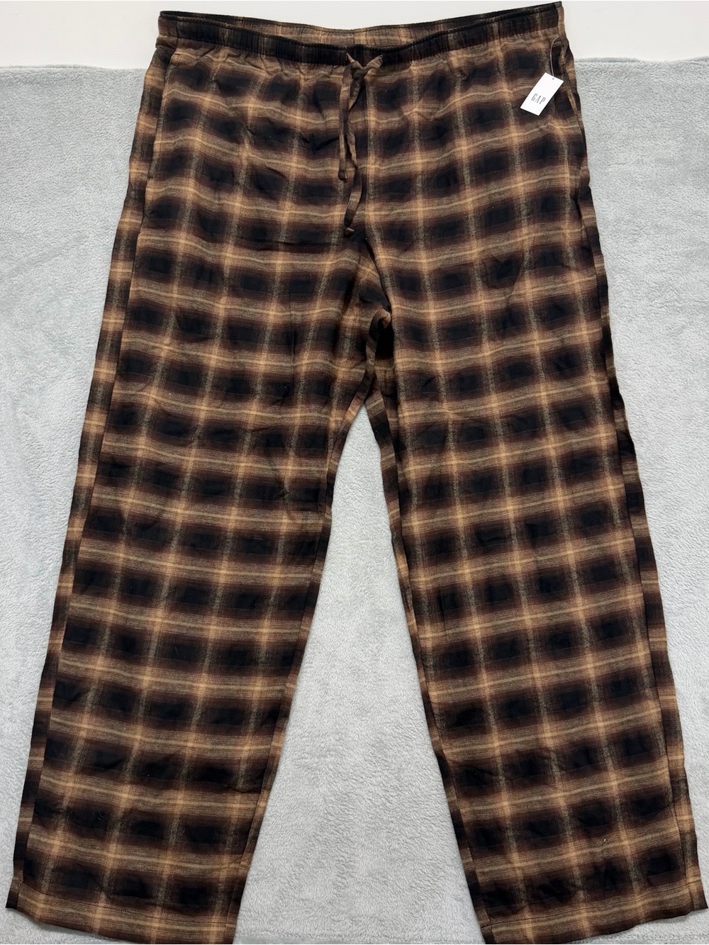 NEW GAP Lounge Pajama Pants Brown Black Plaid Cotton Mens 2XLT Tall
